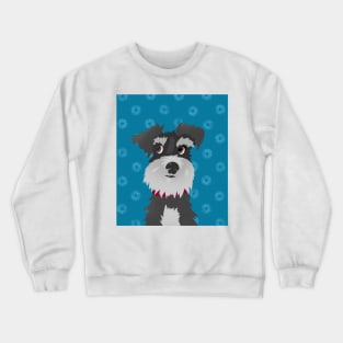 Salt and Pepper Miniature Schnauzer Dog with Blue Daisies Crewneck Sweatshirt